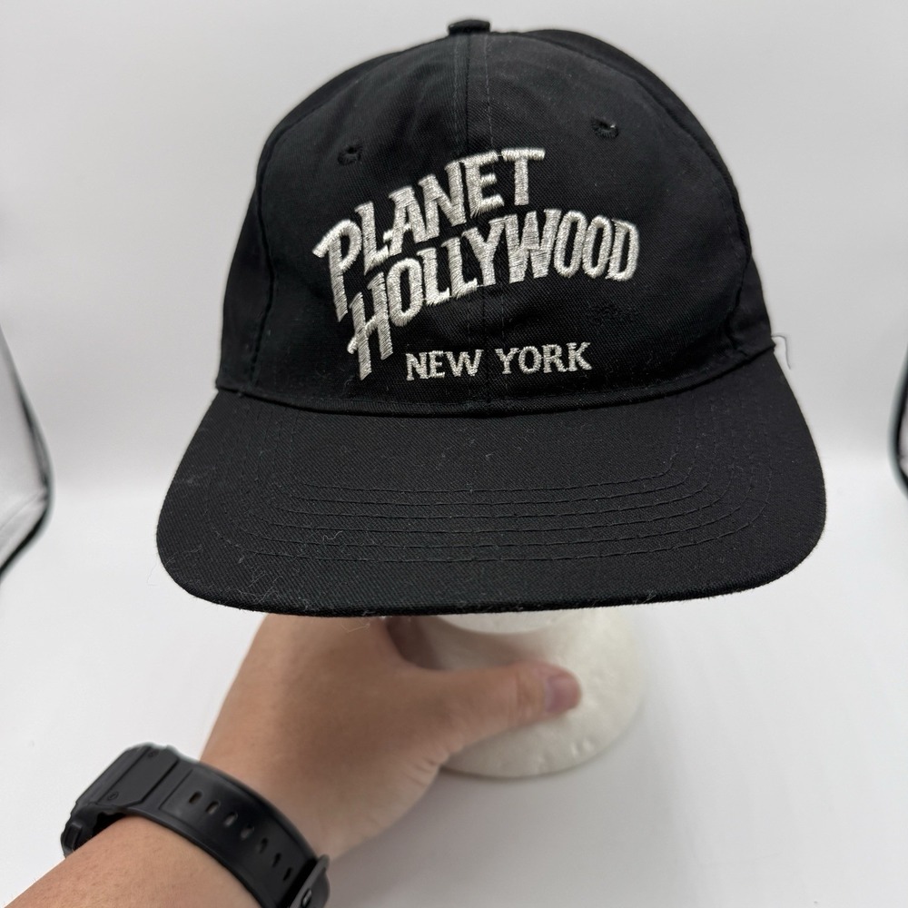 Vintage Planet Hollywood New York City Hat Mens Snap Back Black USA Made 90s